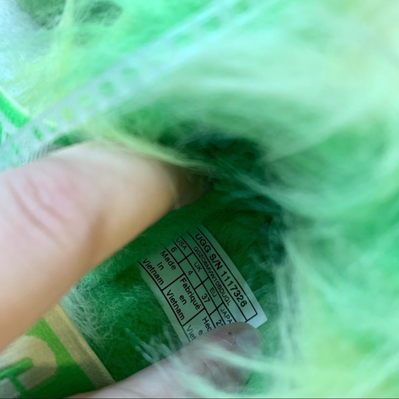 Ugg fluff yeah tie dye fur slides platform slippers size 6 green - Picture 7 of 12